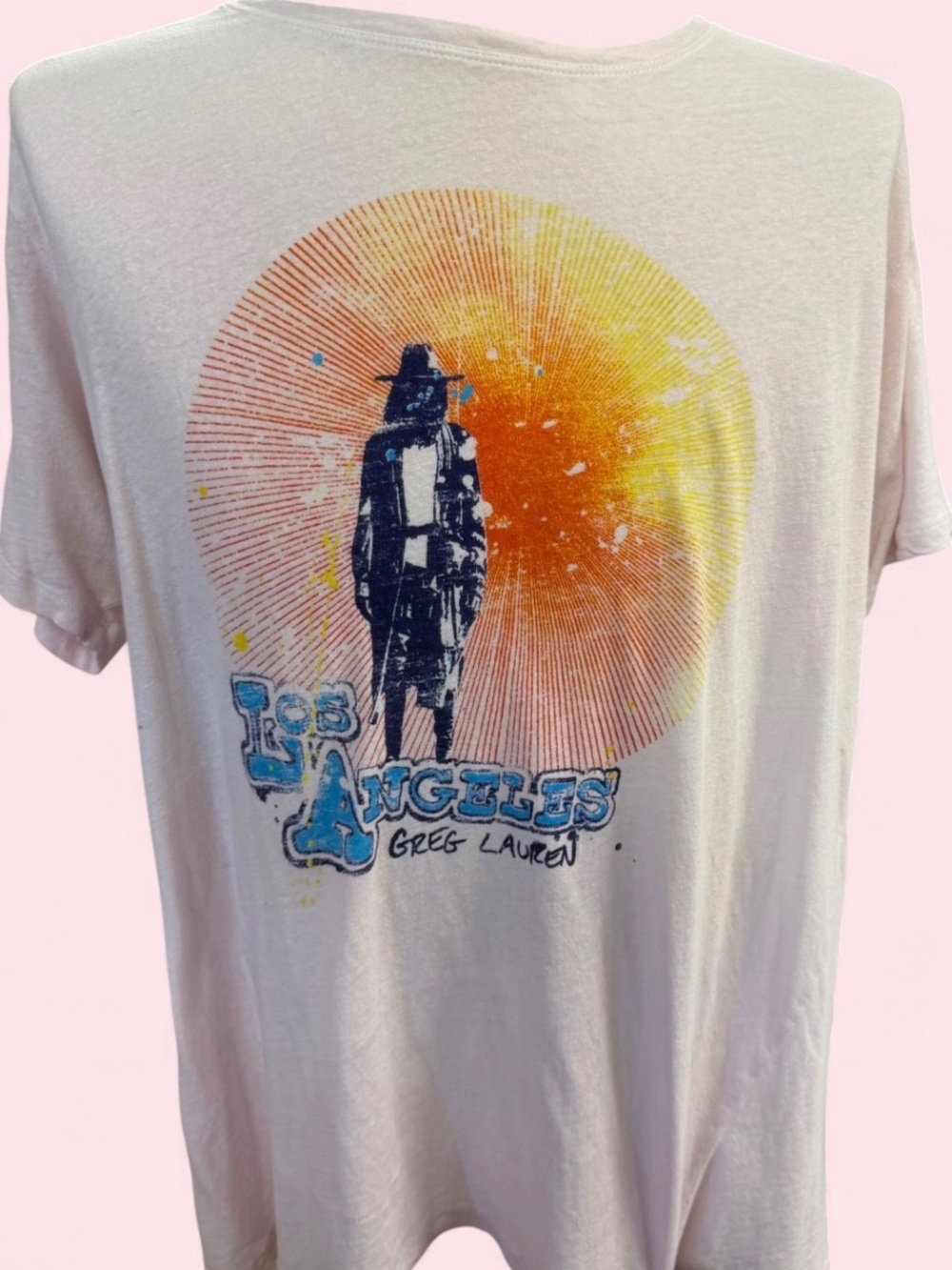 Greg Lauren Los Angeles Graphic Short-Sleeve Tee - White with Orange & Blue